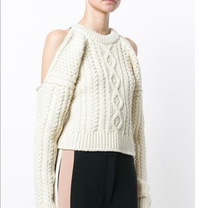 Calvin Klein cold shoulder cable knit sweater